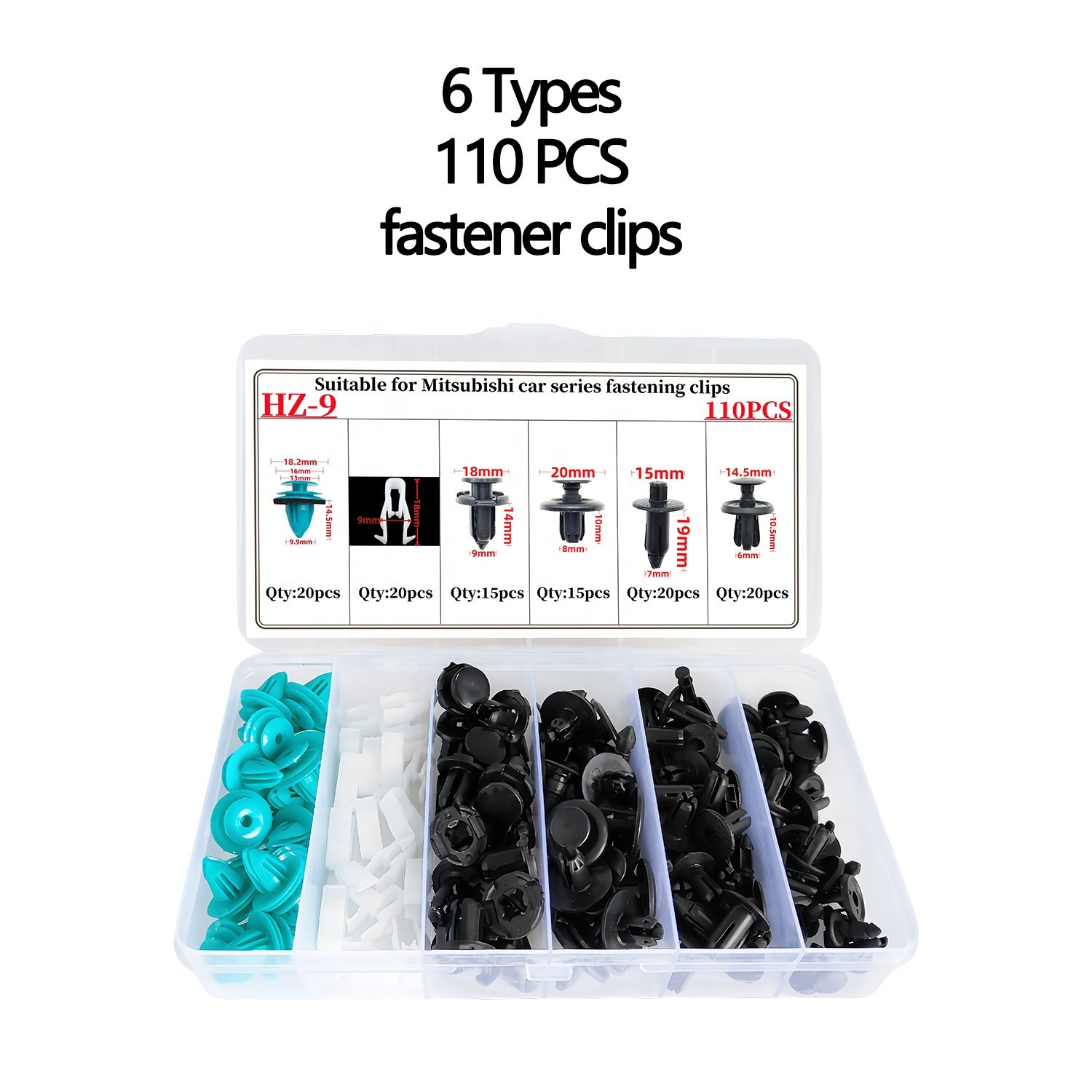 110PCS Bumper Shield Retainers Clips Universal Auto Body Shield Retainer Fastener Clip door panel trim panel kit for Mitsubishi