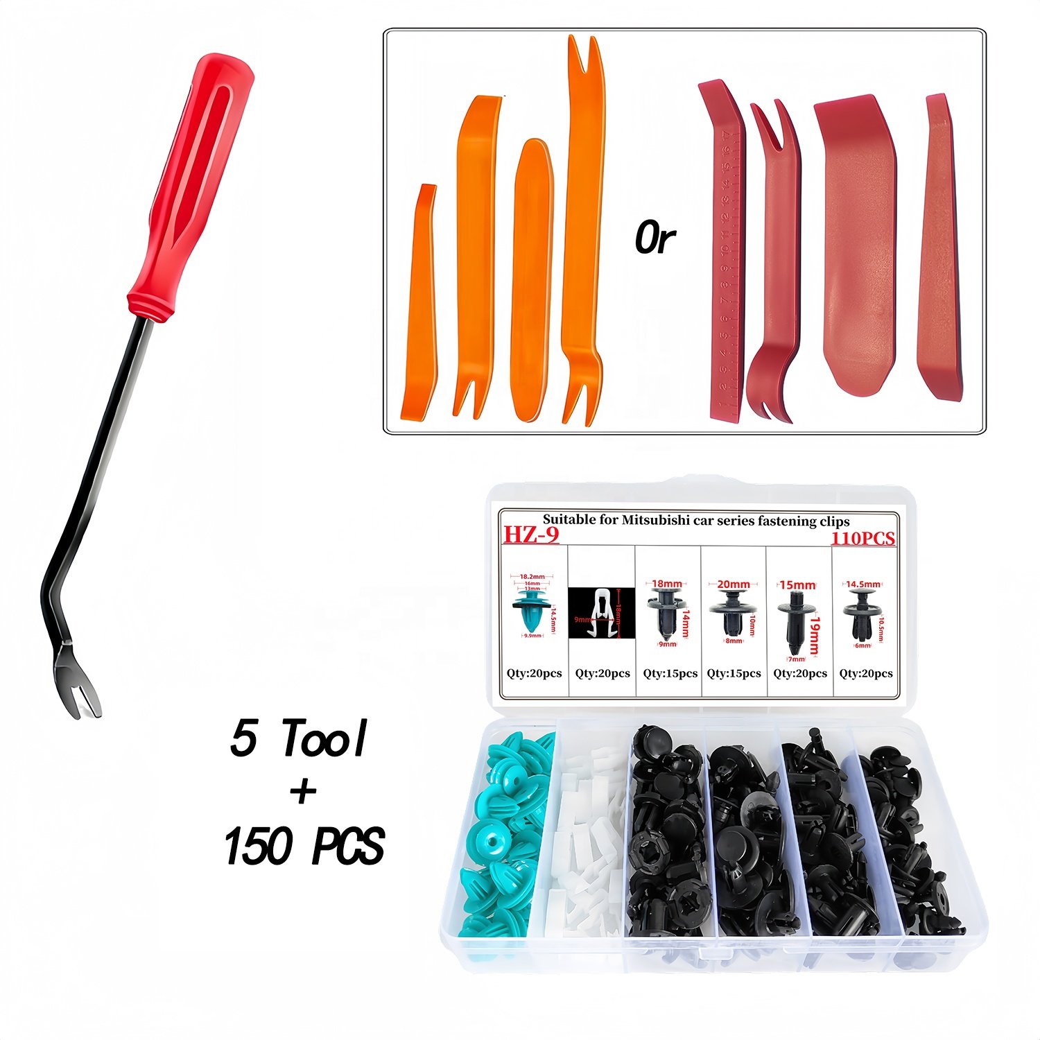 110PCS Bumper Shield Retainers Clips Universal Auto Body Shield Retainer Fastener Clip door panel trim panel kit for Mitsubishi