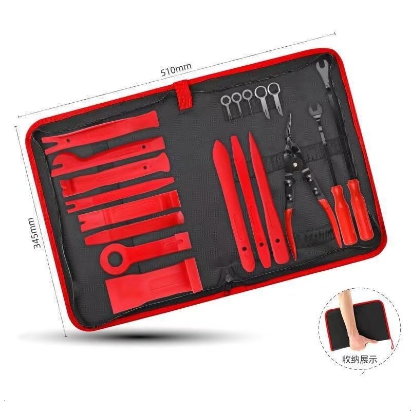 25pc Auto, Car and Furniture Trim Panel Upholstery Removal Set. Pry Levers, Audio Keys Tools & Auto Clip Pliers