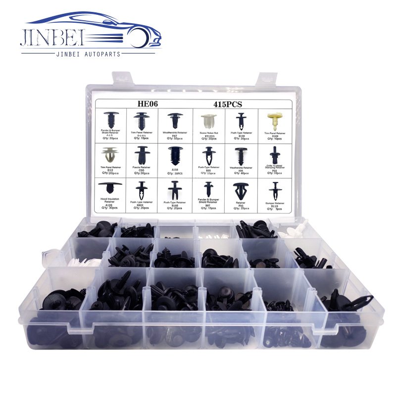 415pcs push-type fastener sssortment auto fasteners assorted car clips set Auto Plastic Body Clips Fasteners For Car Assorted