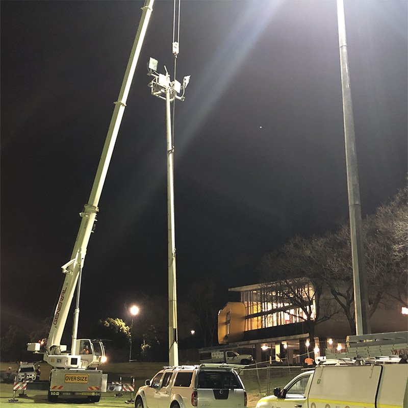 YINGBIN High-Mast Stadium Light Pole with LED Fixtures for Outdoor Sports Fields