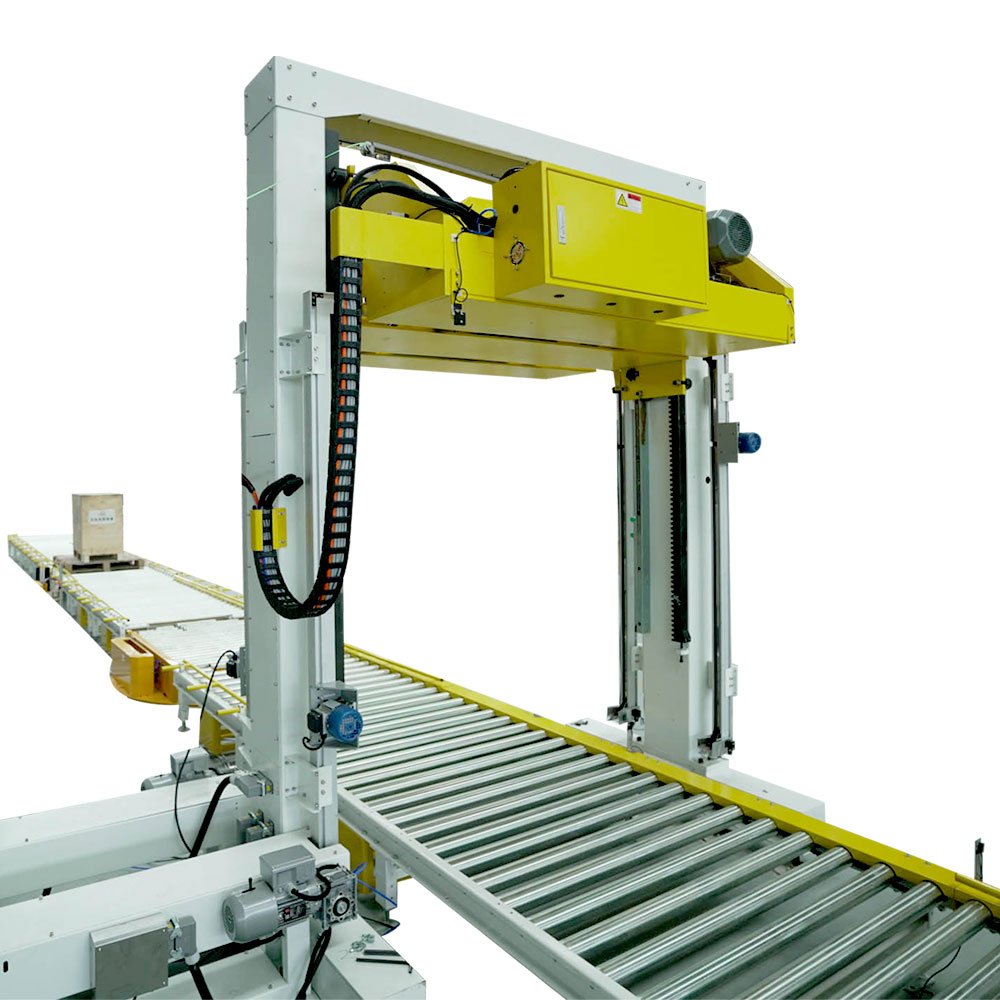 Pallet/Skid/Tray Strapping Machine with Two Strapping Heads for Products Fastening and Protecting in Auto Packaging Line