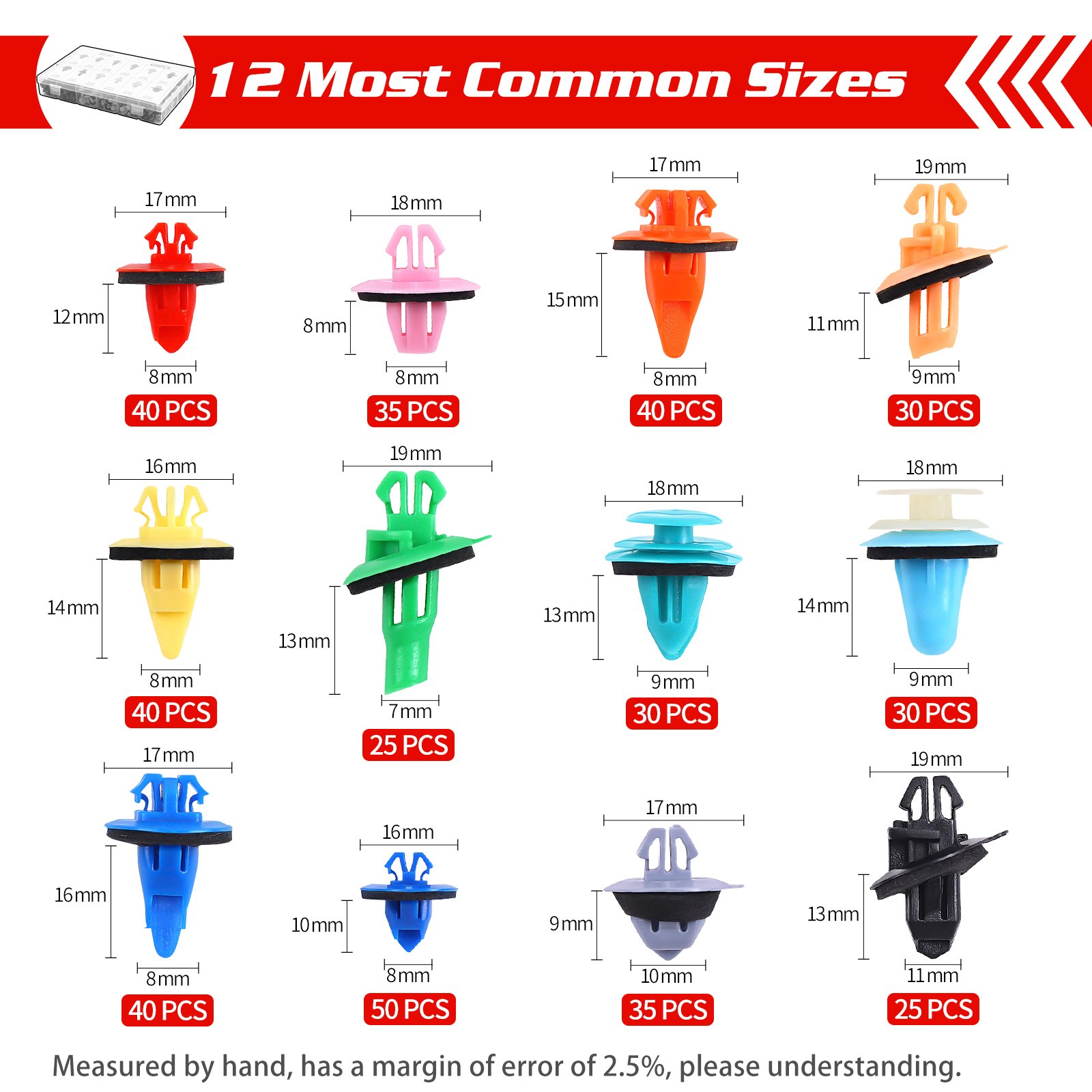 421PCS Fender Flare Clips Kit Replacement for Toyota 12 Most Common Sizes Automotive Body Retainer Clips with Fastener Remover