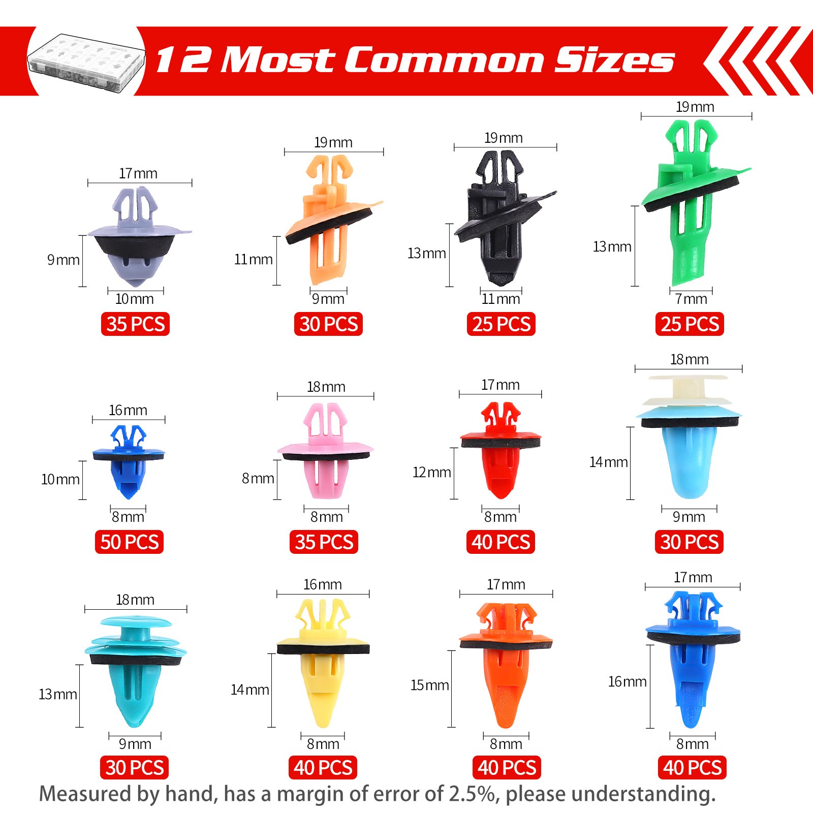421PCS Fender Flare Clips Kit Replacement for Toyota 12 Most Common Sizes Automotive Body Retainer Clips with Fastener Remover
