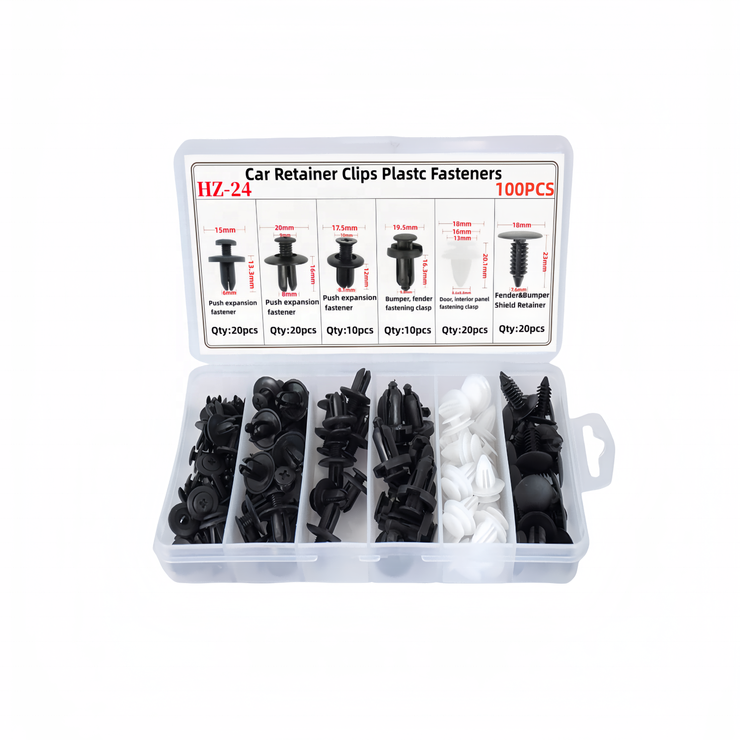 100pcs Auto Fastener Clip Bumper Retainer Clips Nylon Fasteners Rivet Kit Door Trim Panel Clips Set