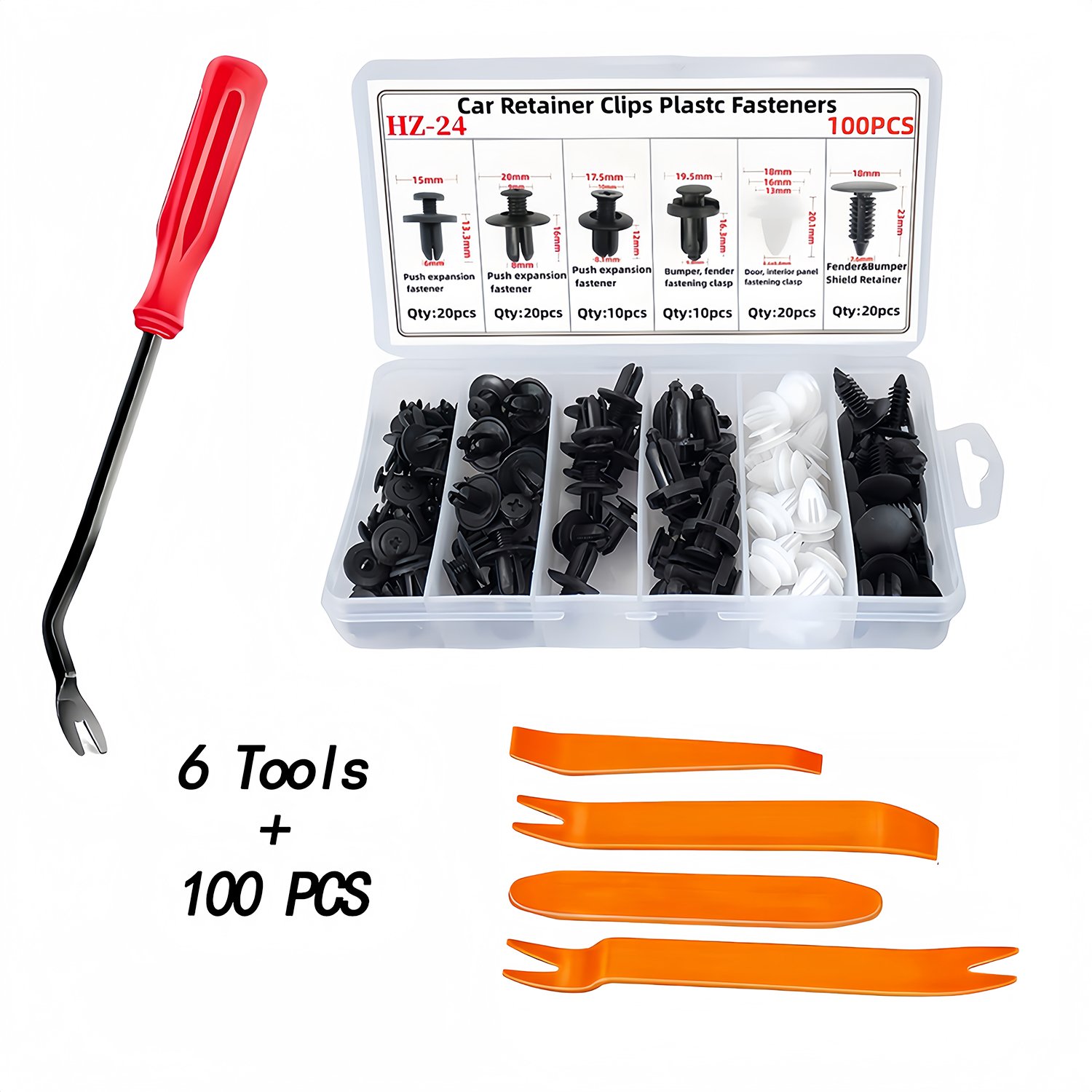 100pcs Auto Fastener Clip Bumper Retainer Clips Nylon Fasteners Rivet Kit Door Trim Panel Clips Set
