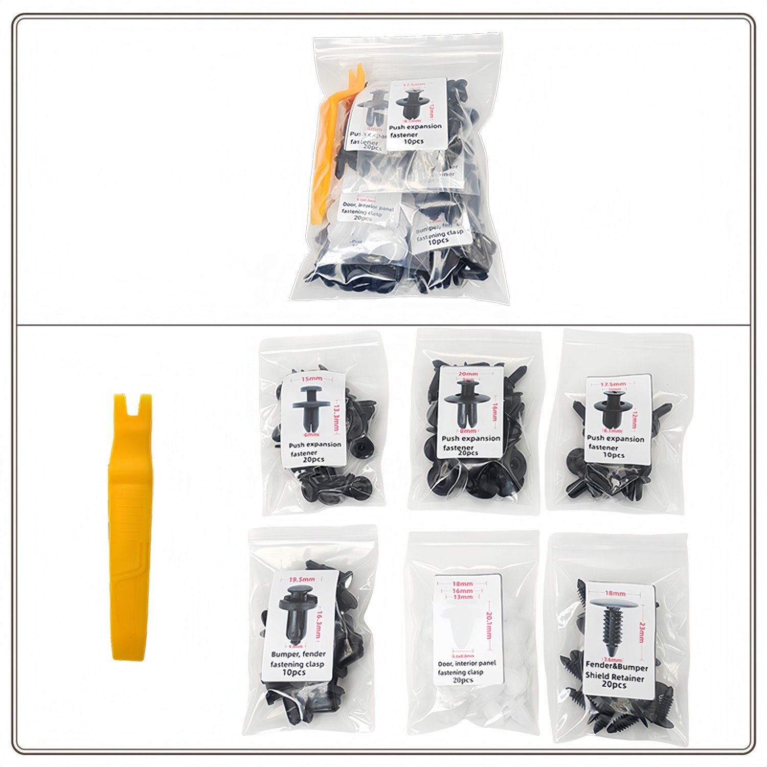 100pcs Auto Fastener Clip Bumper Retainer Clips Nylon Fasteners Rivet Kit Door Trim Panel Clips Set