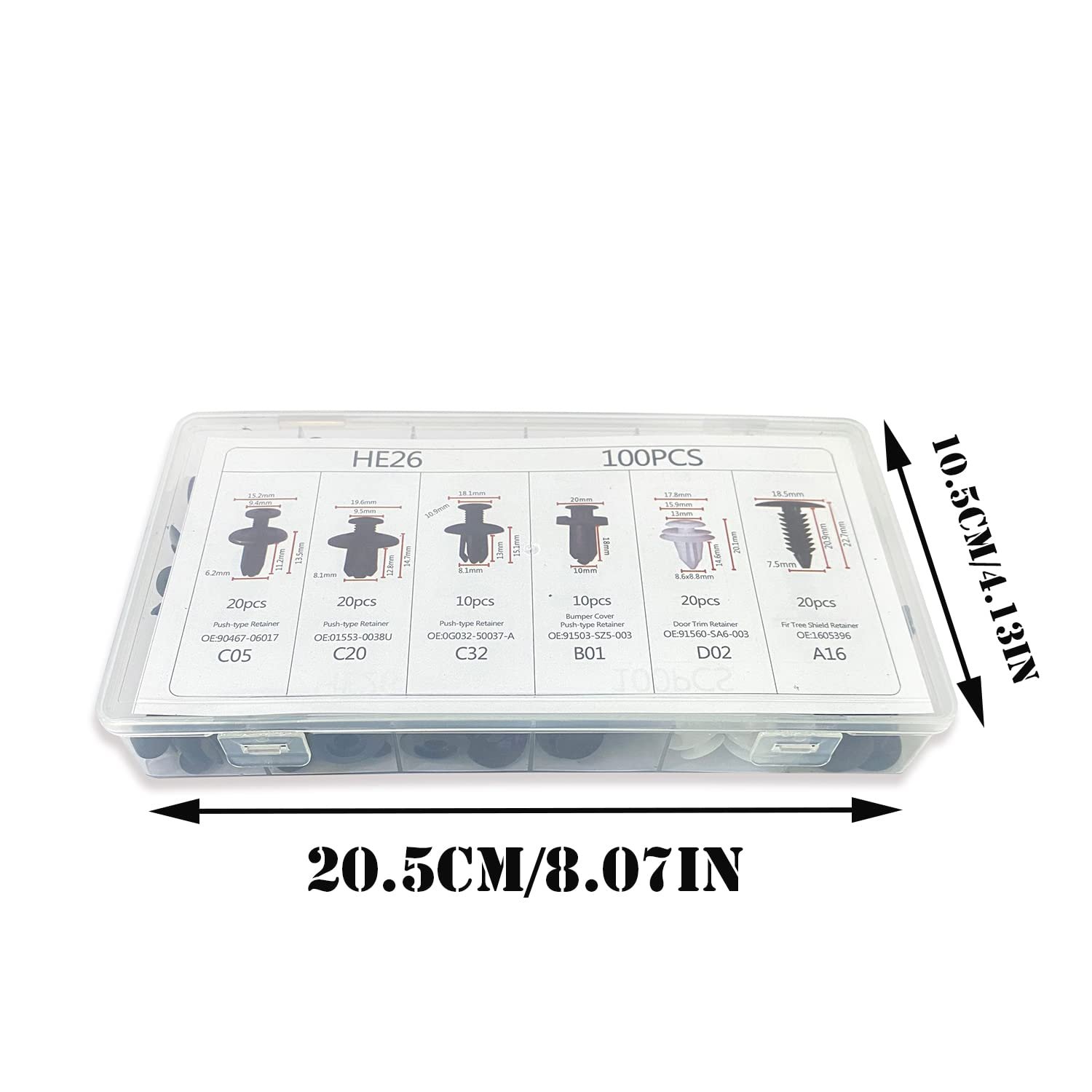 C0013 100PCS HE26 Mixed car Auto Fastener Clip Body Push Retainer car clips Plastic rivet Bumper Door Trim Panel Fastener Kit