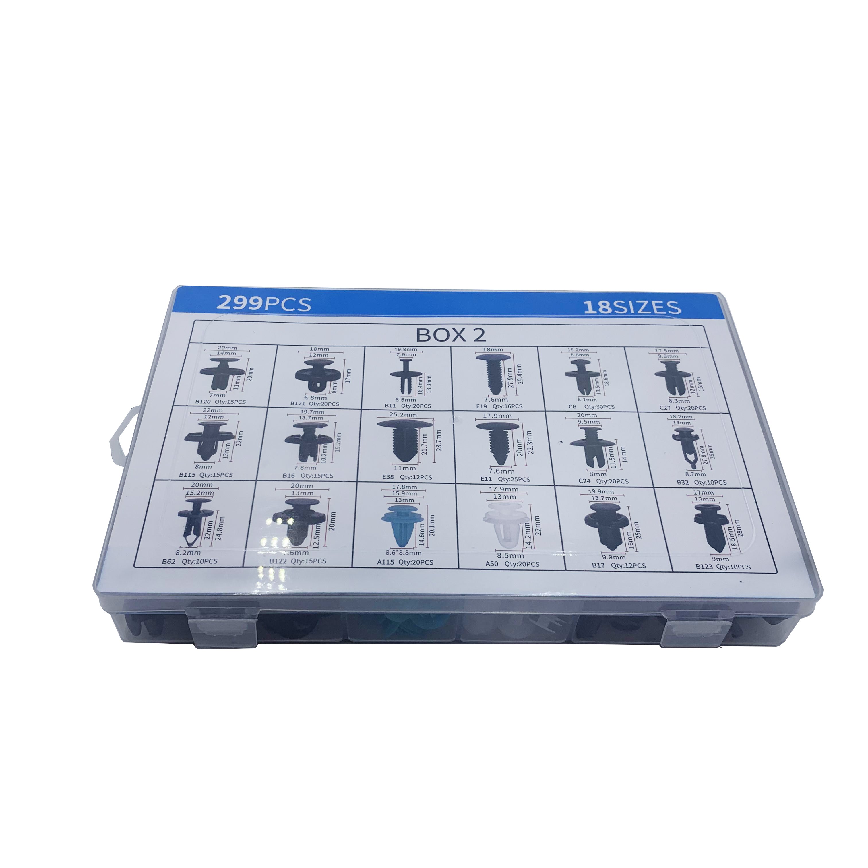299pcs Car Plastic Automotive Push Retainer Door Panel Trim Clips & Auto Body Fasteners Assortment Fender Rivet Bumper Kit Set