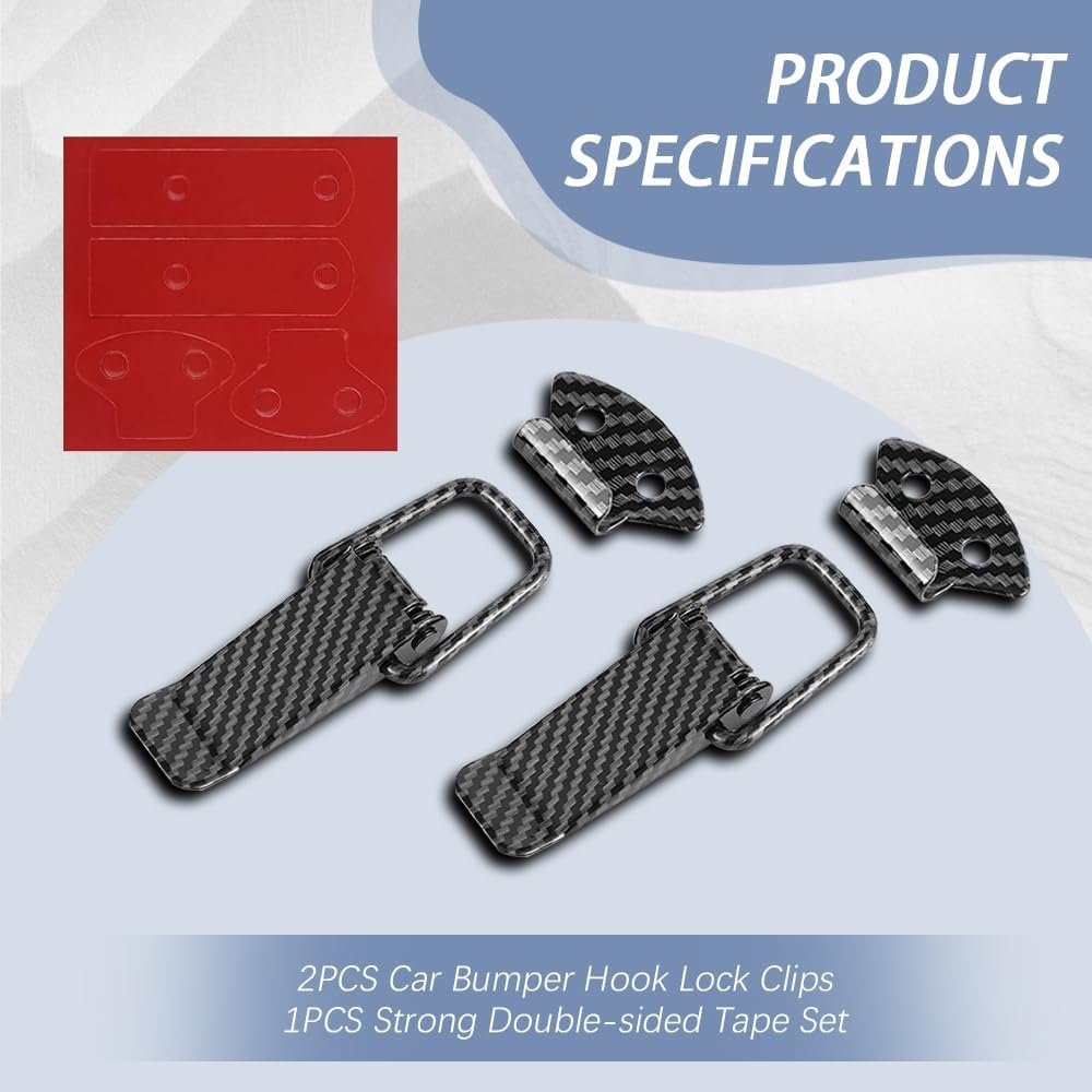 Car Bumper Clips,Bumper Quick Release,Front Rear Bumper Fastener Kit,Carbon Fiber Car Bumper Security Hook Lock Clips
