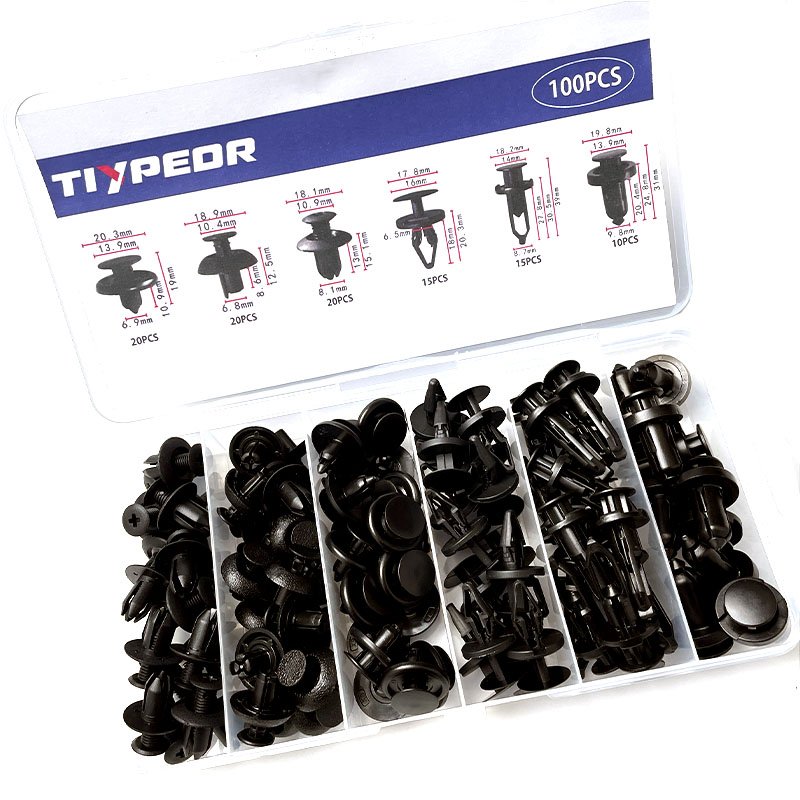 100PCS Universal Car Clips Plastic Fasteners Bumper Set Push Retainer Pin Rivet Bumper Door Trim Panel Fastener Clip Kit