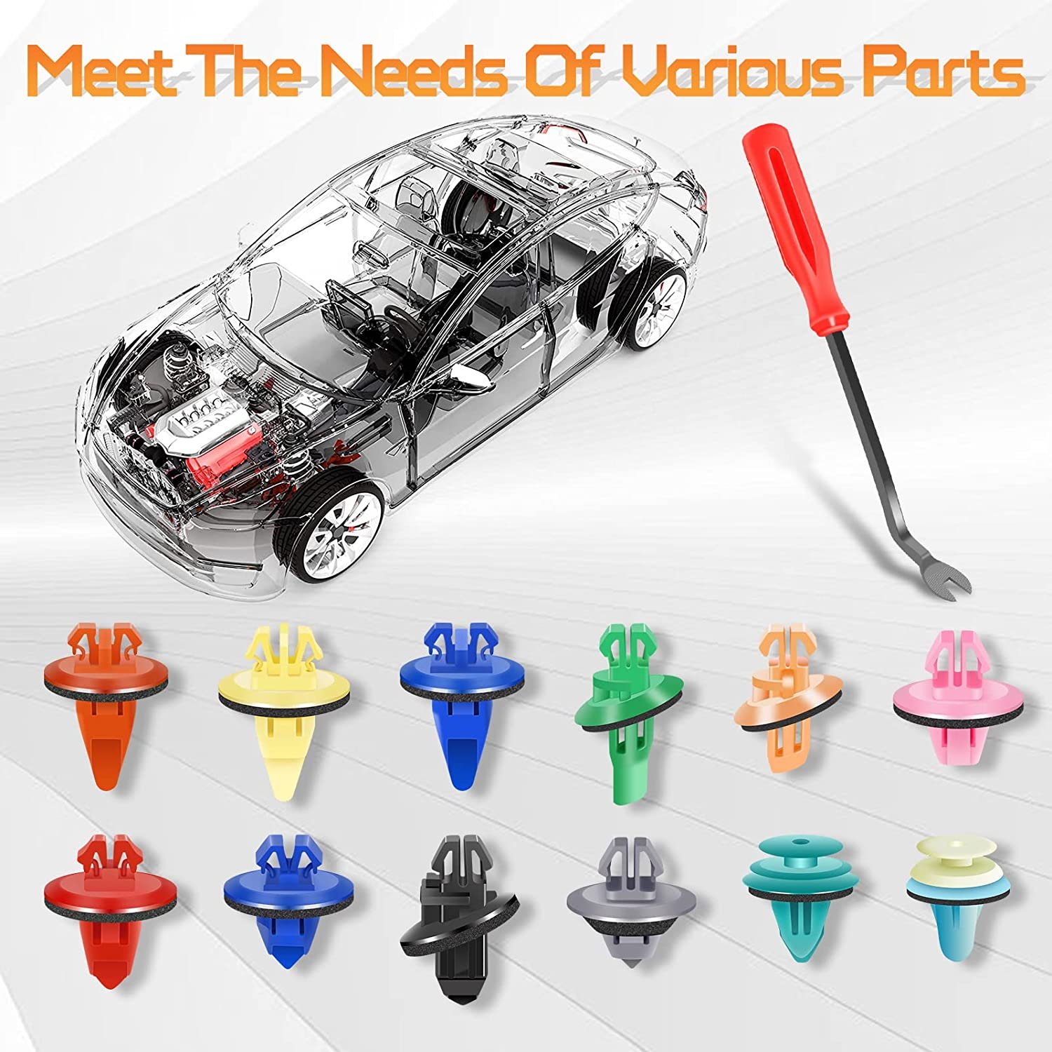 421pcs Plastic Car Clips Auto Plastic Fastener & Clip for Car Auto Push Retainer Auto Car Plastic Clips Push Rivet