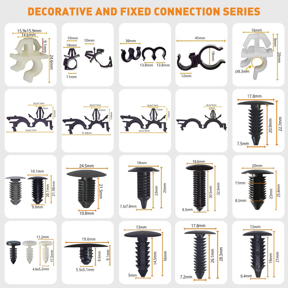 1115 pcs Universal car Plastic clips fasteners Mixed Bumper clips Retainer push Kit automotive clip 650 manufacturer replace