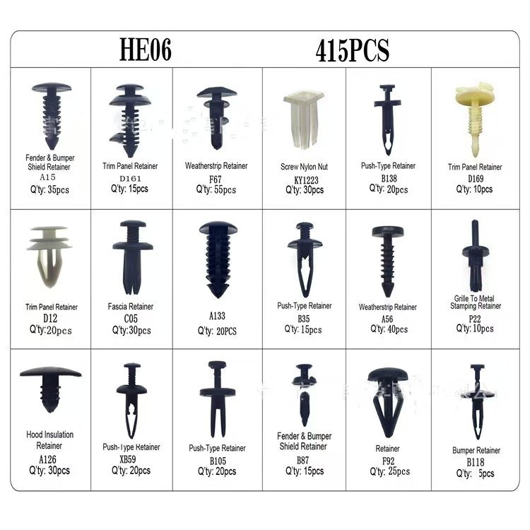 High Quality 415 PCS Car Body Retainer Assortment Clip Set Tailgate Handle Rod Clip Fastener Remover Engine Parts
