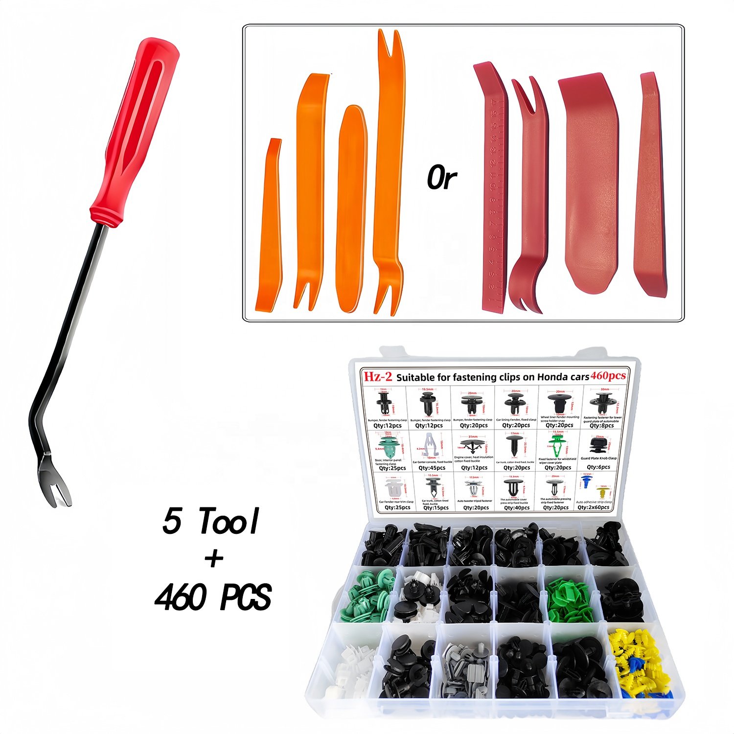 460Pcs Nylon Fender Flare Plastic Clips Fasteners Rivet Clips Auto Body Fasteners Assortment Clips Rivet Bumper Kit