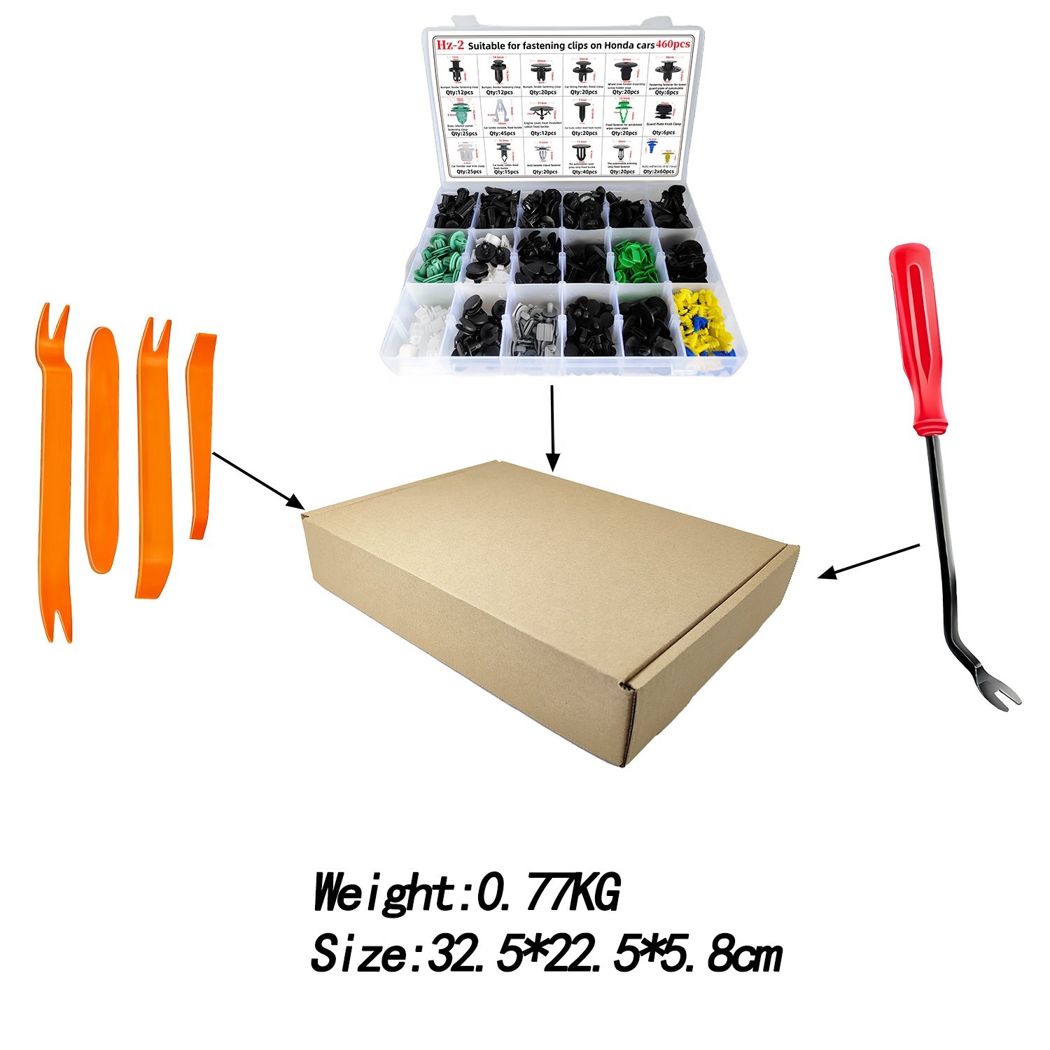 460Pcs Nylon Fender Flare Plastic Clips Fasteners Rivet Clips Auto Body Fasteners Assortment Clips Rivet Bumper Kit
