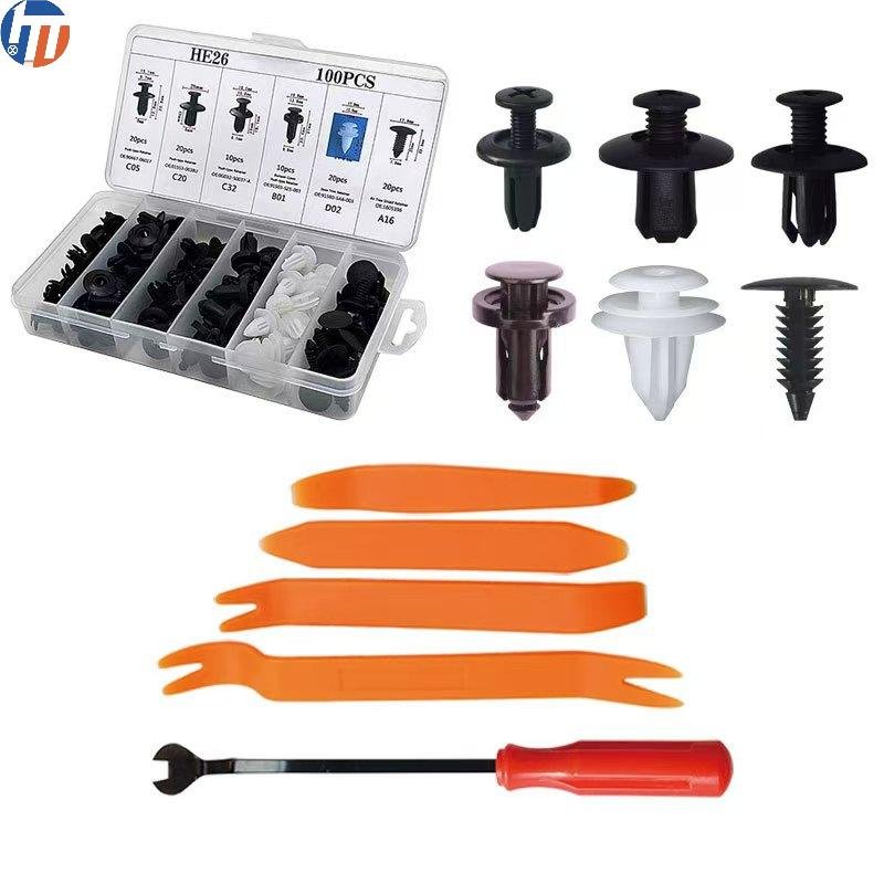 100PCS Universal Auto Rivet Clips Car Retainer Fasteners Nylon Plastic Clips Fasteners