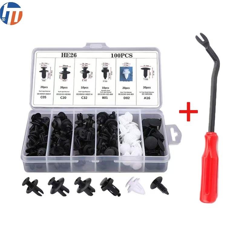 100PCS Universal Auto Rivet Clips Car Retainer Fasteners Nylon Plastic Clips Fasteners