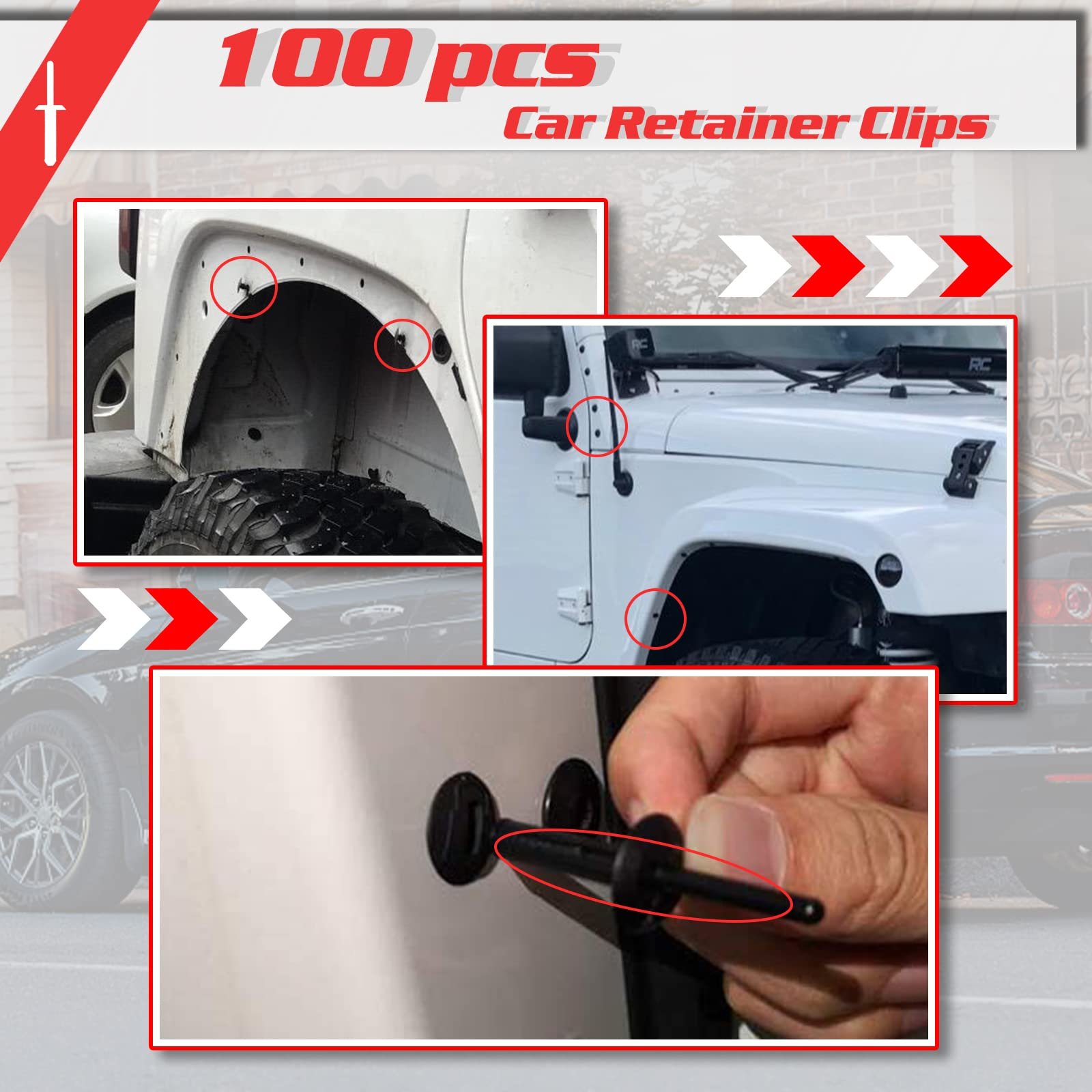 MIKKUPPA 100PCS Nylon Fastener Rivet Car Clips for Jeep Chrysler Dodge Avenger