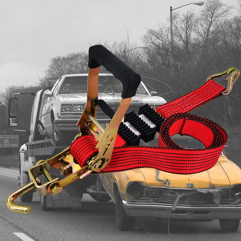 VINEET 100% Polyester 2'' 5ton 10m Wheel Strap With Rubber Cleats Tire Tie Down Belt with Swivel Hook