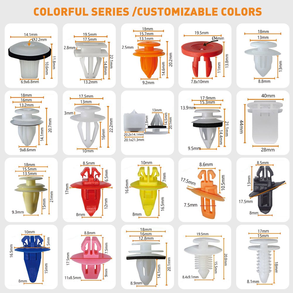 725PCS/box23 kinds Plastic car clips set Mixed auto clips and bumper clips fasteners universal nissan car body push manufacturer