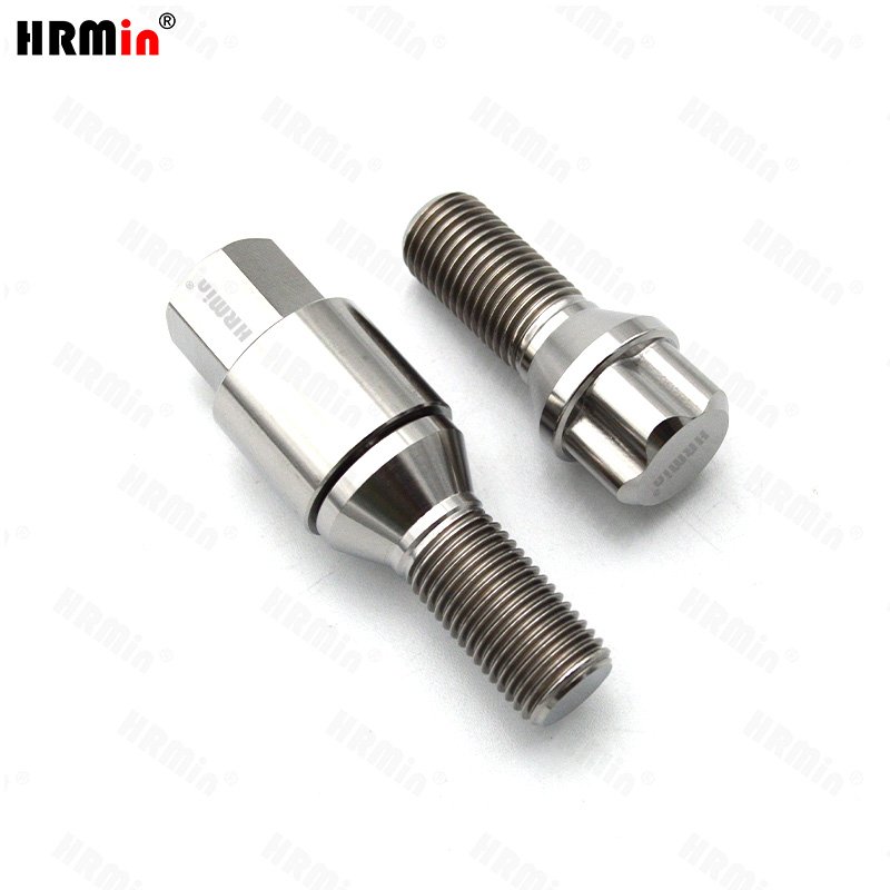 HRmin Silver Color Anti-Theft 60 Degree Cone Seat Gr.5 Titanium Ti-6Al-4V Automobile Vehicle Car Wheel Bolt M14x1.25x28mm