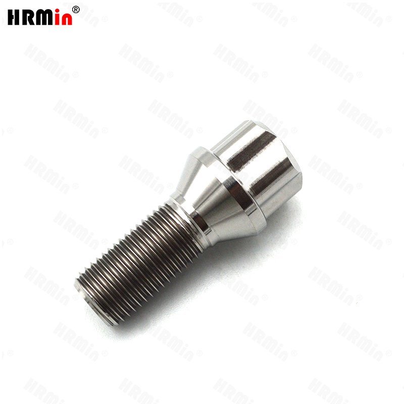 HRmin Silver Color Anti-Theft 60 Degree Cone Seat Gr.5 Titanium Ti-6Al-4V Automobile Vehicle Car Wheel Bolt M14x1.25x28mm