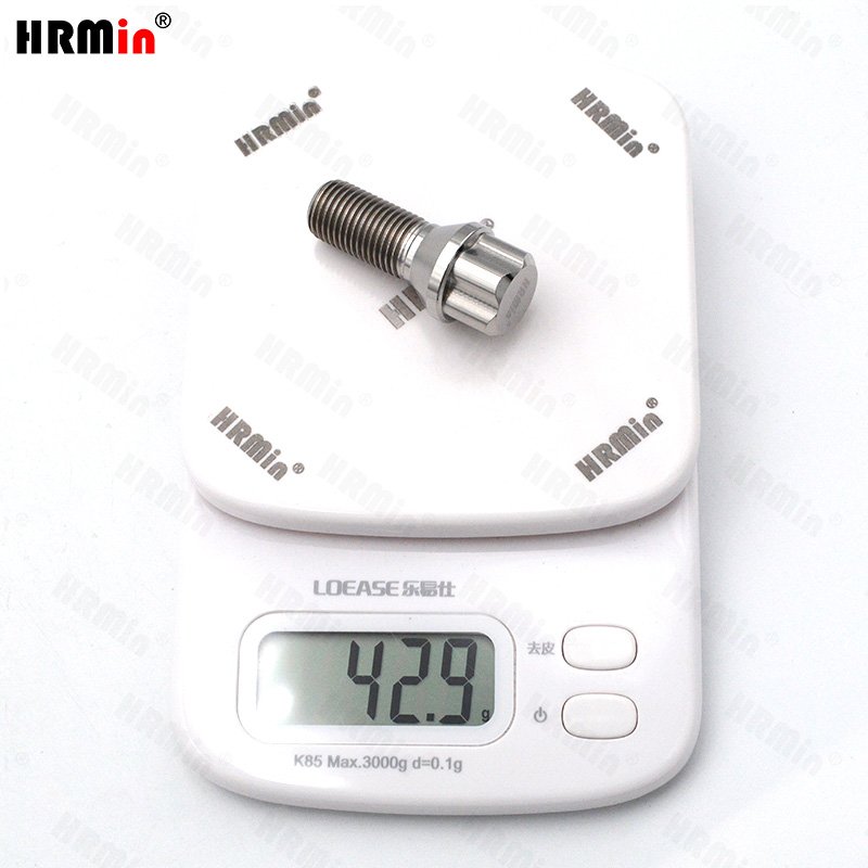 HRmin Silver Color Anti-Theft 60 Degree Cone Seat Gr.5 Titanium Ti-6Al-4V Automobile Vehicle Car Wheel Bolt M14x1.25x28mm