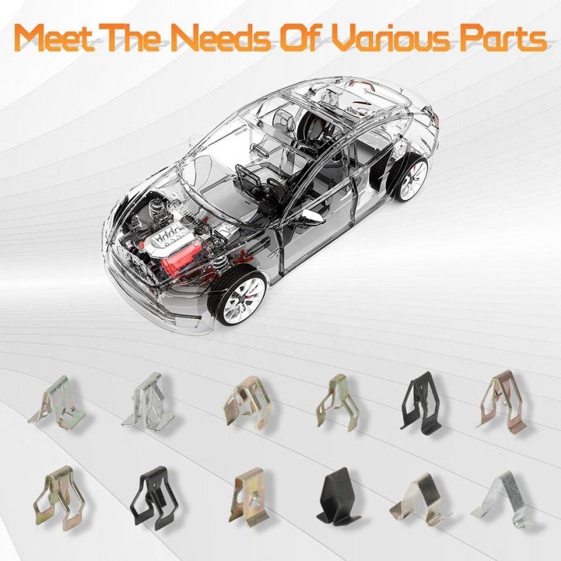 240-Piece Auto Fastener Clip Kit Car Trim Removal Tools Interior Trim Panel Metal Boot Clip Compatible VW Speedeng Maiteng Golf