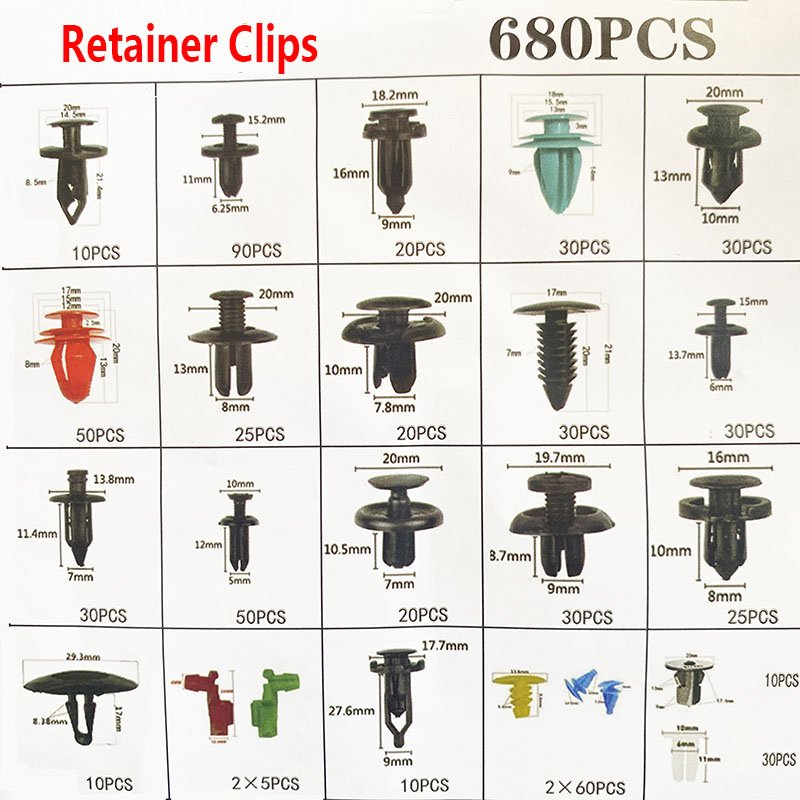 680+45 PCS Retainer Clips Auto Fasteners Kit 32 Sizes Fender Retainer Clips Car Rivet Clips Kit With 1 Fastener Remover
