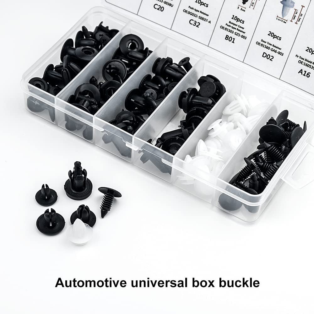 100pcs Mixed Auto Fastener Clip Car Body Retainer Pin Rivet Bumper Door Trim Panel Retainer Car Accessories
