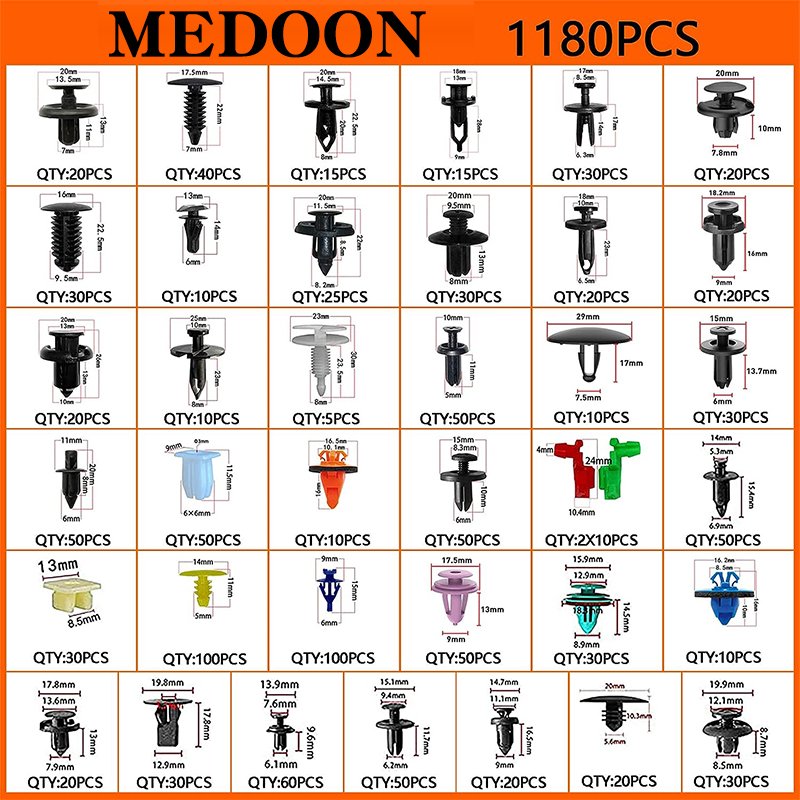 Mixed Body Push Retainer Pin Rivet Bumper Door Trim Panel Fastener Auto Car Clips With Box
