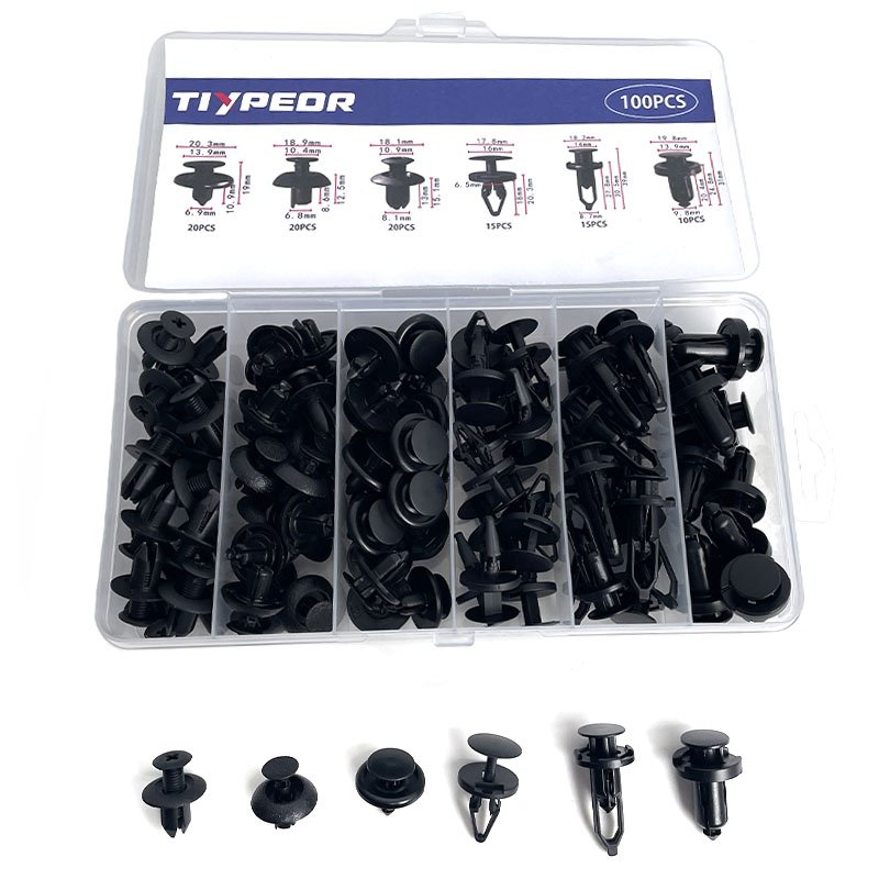 100PCS Universal Car Clips Plastic Fasteners Bumper Set Push Retainer Pin Rivet Bumper Door Trim Panel Fastener Clip Kit