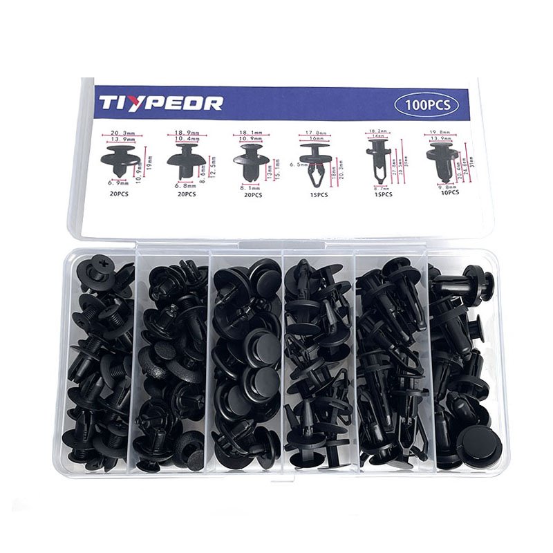 100PCS Universal Car Clips Plastic Fasteners Bumper Set Push Retainer Pin Rivet Bumper Door Trim Panel Fastener Clip Kit