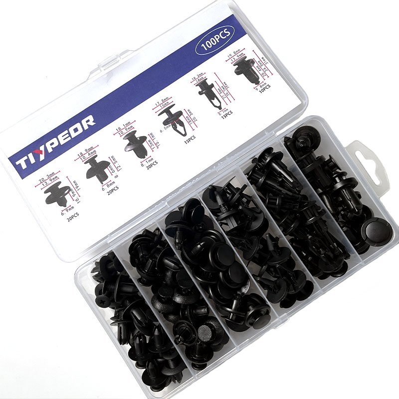 100PCS Universal Car Clips Plastic Fasteners Bumper Set Push Retainer Pin Rivet Bumper Door Trim Panel Fastener Clip Kit