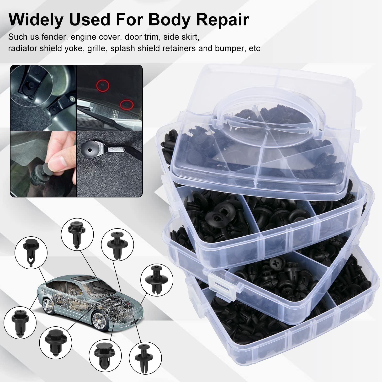 Automotive Nylon Plastic Car Push Retainer Auto Body Fasteners Assortment Clips Rivet Bumper Kit Sets