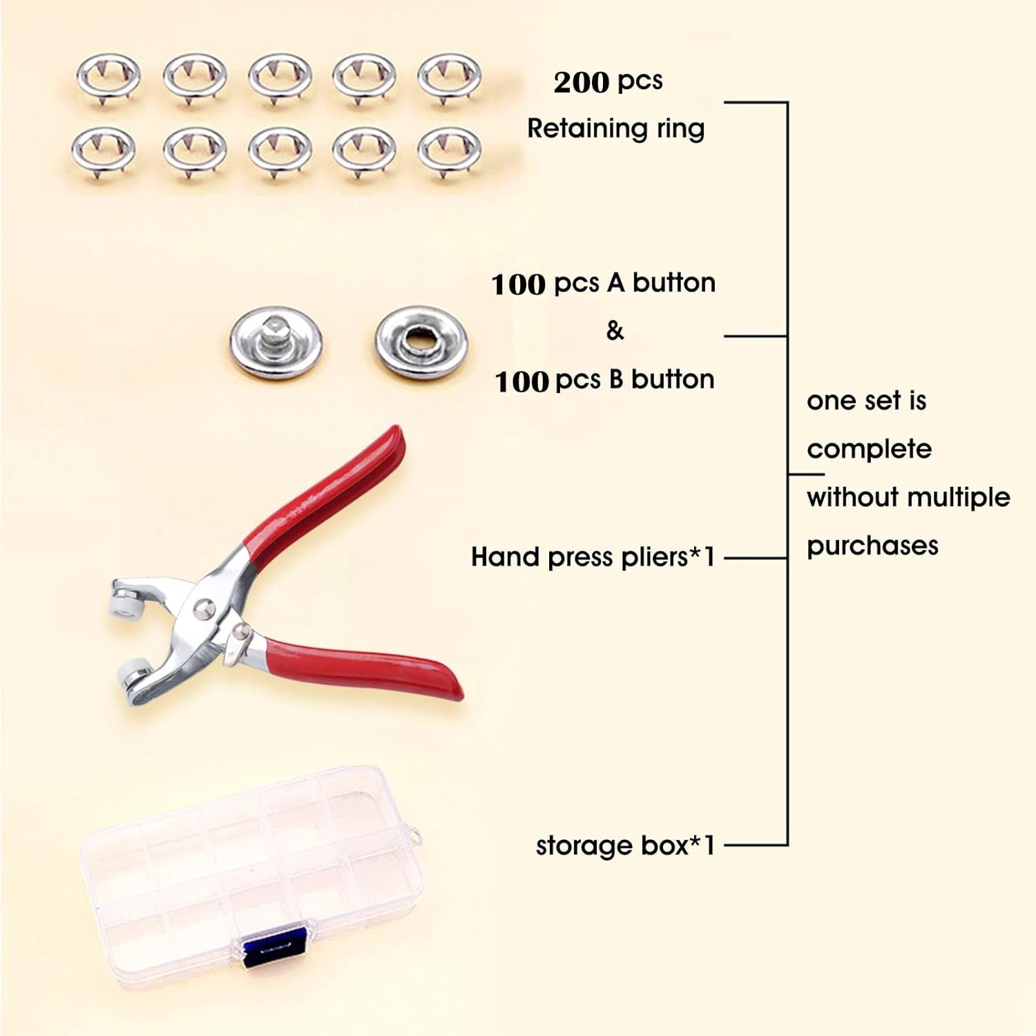 Metal Snaps Buttons With Fastener Pliers Press Tool Kit Perfect for DIY Crafts Clothes Hats and Sewing Snap Button Fasteners Kit