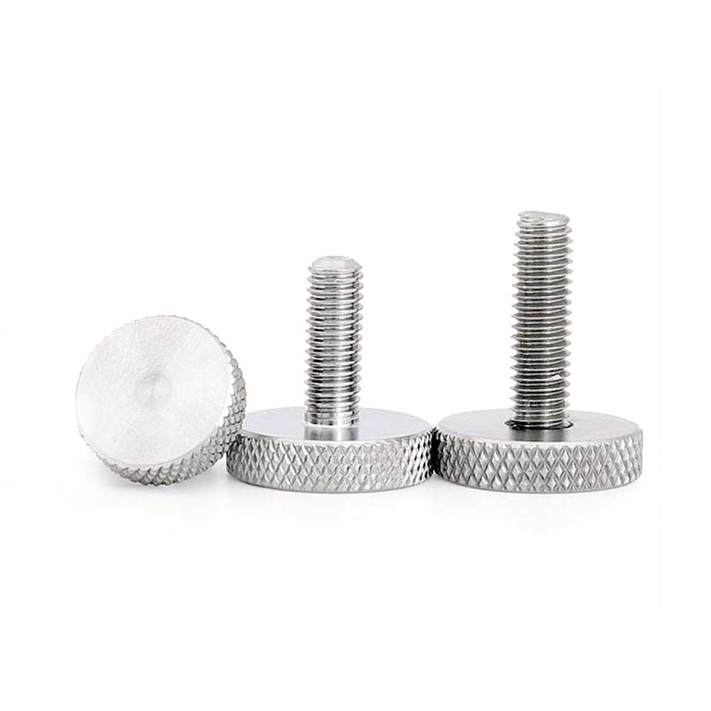 Factory Fastener GB835 DIN653 M3 M4 M5 M6 M8 M10 Knurled Flat Head Hand Tighten Curtain Wall Glass Thumb Bolts Nut