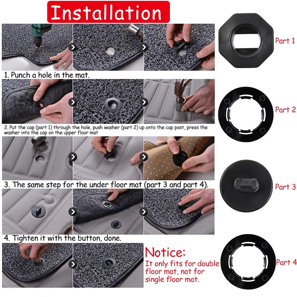 MIKKUPPA 8PCS Nylon Universal Automotive Car Floor Mat Clips for Double Layer Mat