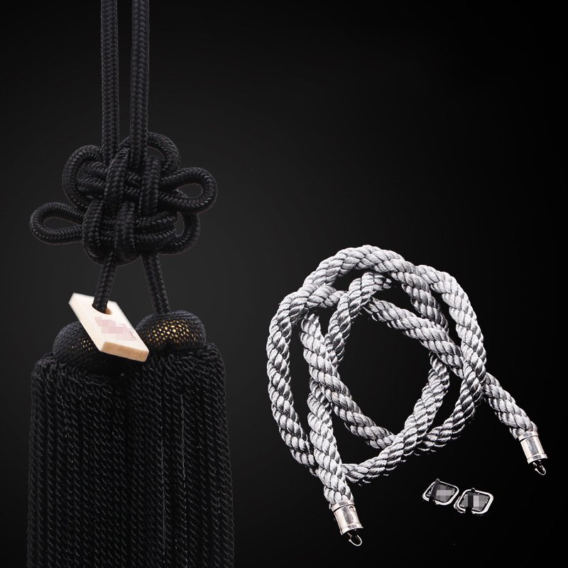 Car Accessories JDM Car Kin Tsuna Rope Knot Fusa Kiku Knot Silver Red for Car Auto Rearview Mirror Pendant Fastening Ornaments