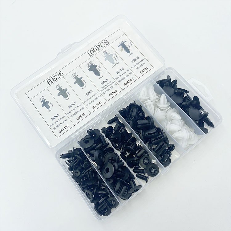 Black Nylon Auto Fastener & Clip Kit Bumper Push Rivet Bumper Fixing Clip Door Trim Panel Clip Fastener