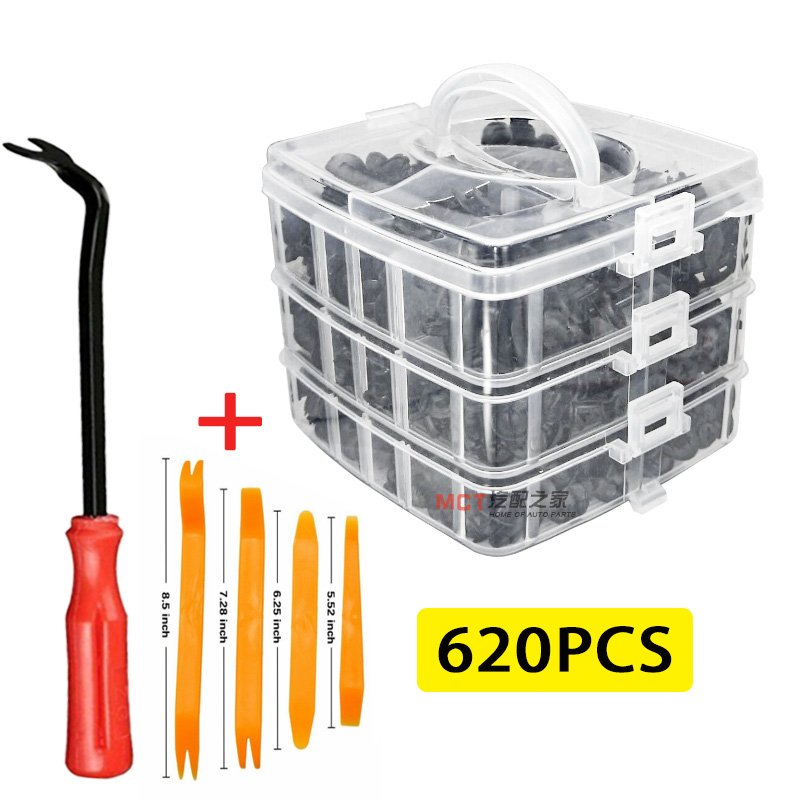 620pcs+2pcs tools Car Plastic Auto Fasteners Push Trim Clips Pin Rivet Bumper