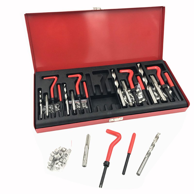 131PCS HSS Drill Bits Taps Threaded Inserts Installation Tool and Helicoil Thread Repair Kit Thread Repair Tool Kit