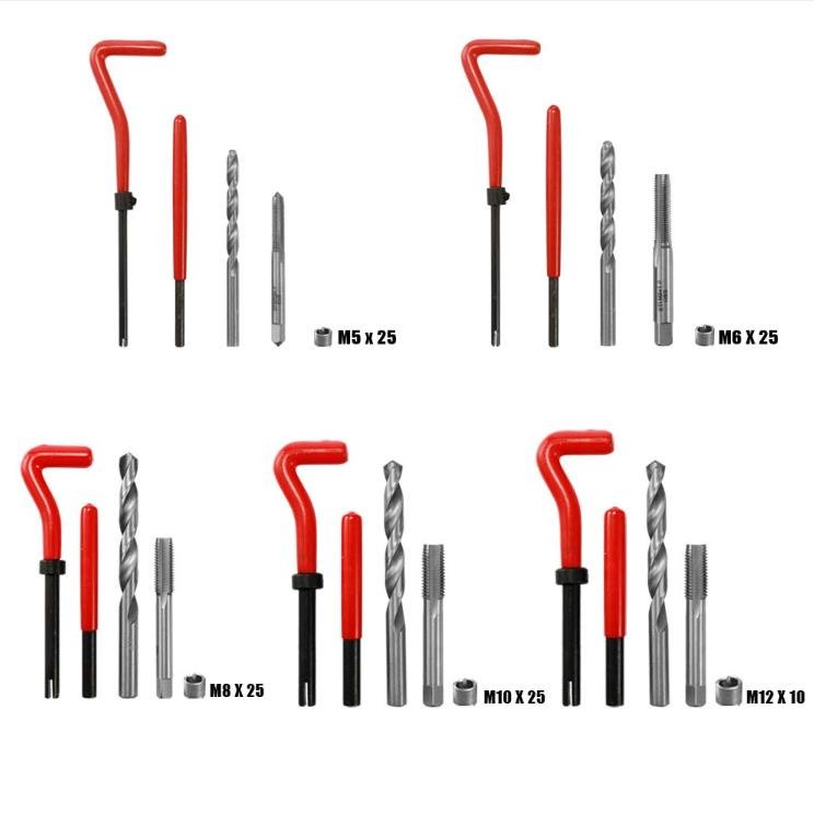 131PCS HSS Drill Bits Taps Threaded Inserts Installation Tool and Helicoil Thread Repair Kit Thread Repair Tool Kit