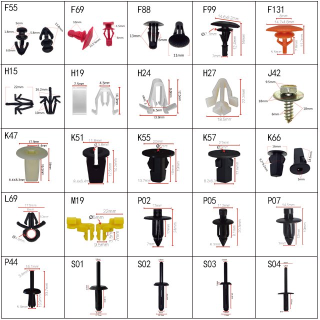 Auto Clip And Plastic Fastener Manufacturer For The Car mixed 200pcs