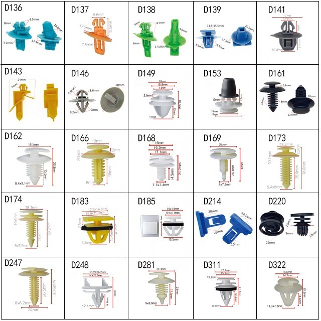 Auto Clip And Plastic Fastener Manufacturer For The Car mixed 200pcs