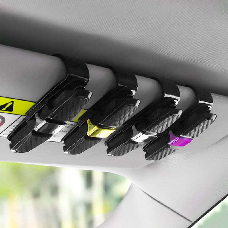 Can Customize LOGO Creative Multi-functional Carbon Fiber Car Glasses Clip Car Glasses Clip/ticket Clip Auto Parts