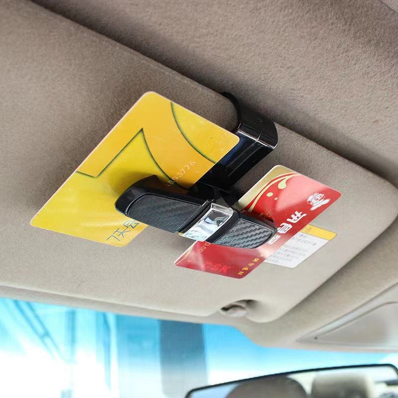 Can Customize LOGO Creative Multi-functional Carbon Fiber Car Glasses Clip Car Glasses Clip/ticket Clip Auto Parts