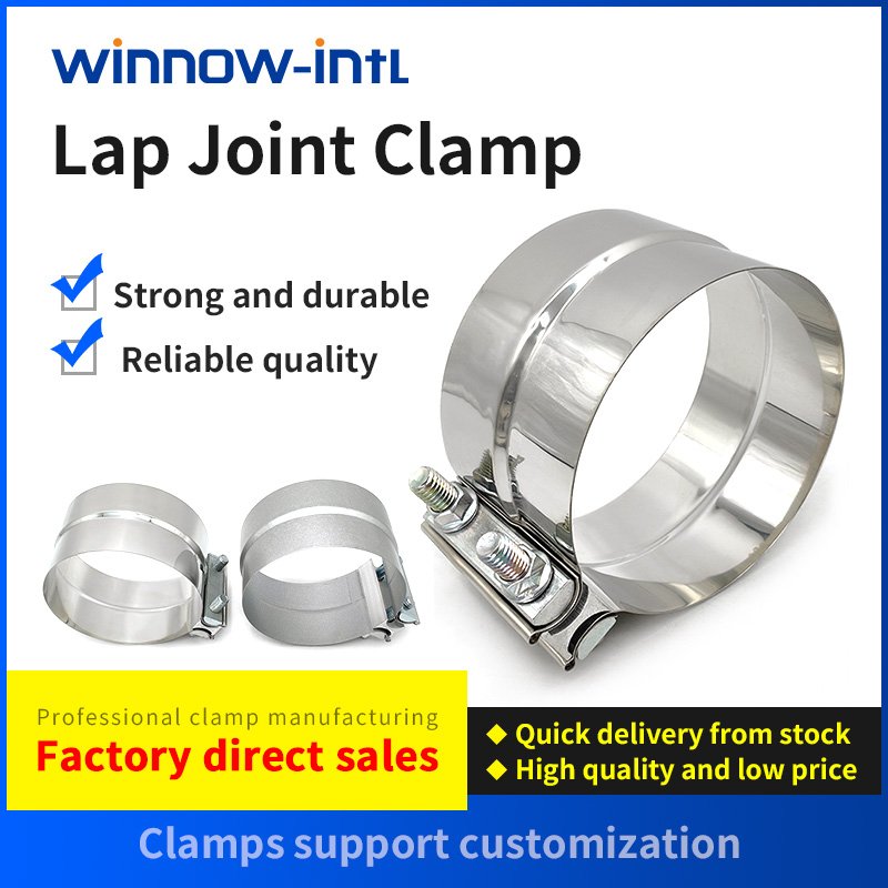 5 Inch Lap Joint Exhaust Band Clamps Preformed Stainless Steel 5" Stepped Diesel Exhaust Clamps