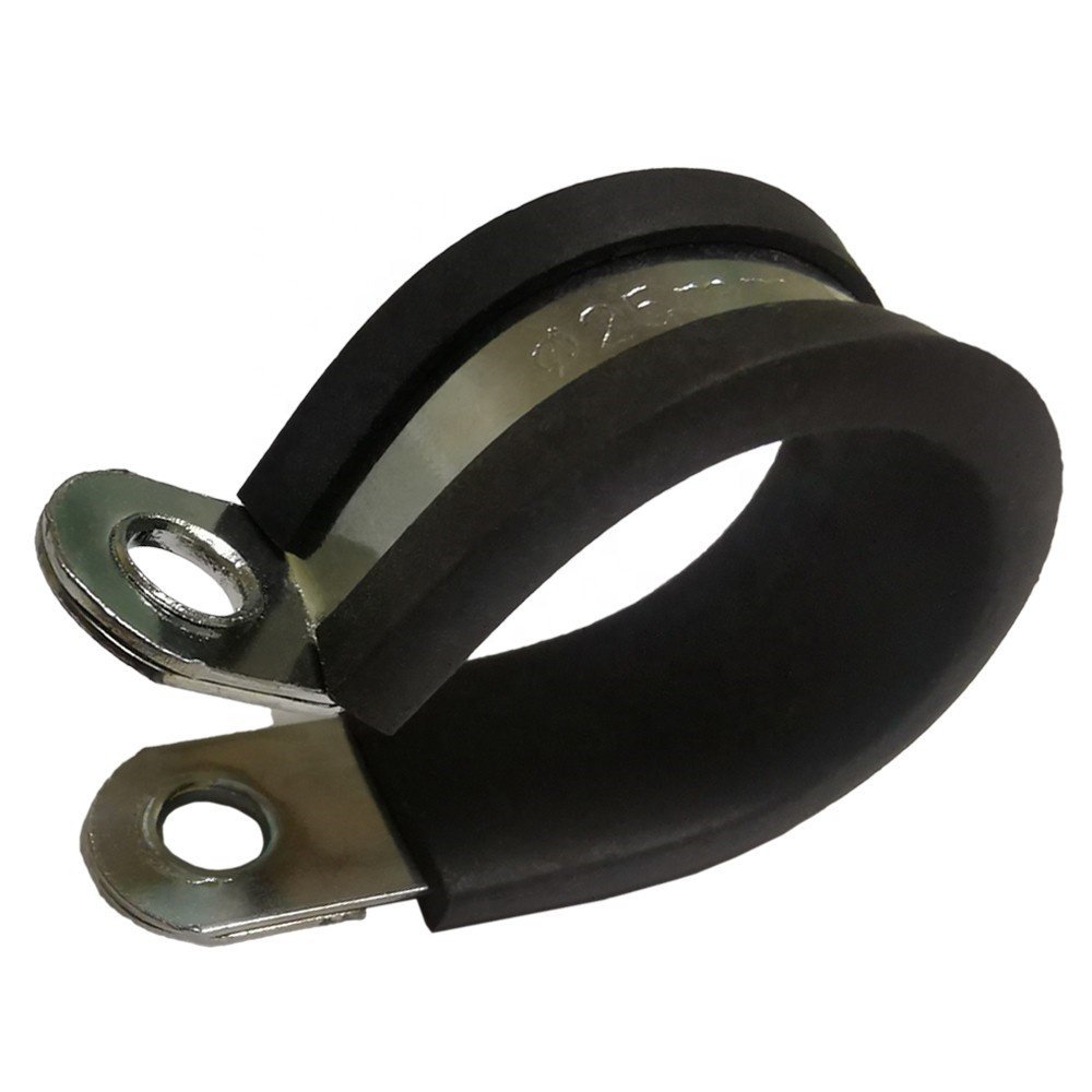 50mm Diameter Big Size Steel Locking Hose P Clamps Rubber Cushion Tube Pipe Cable Clips